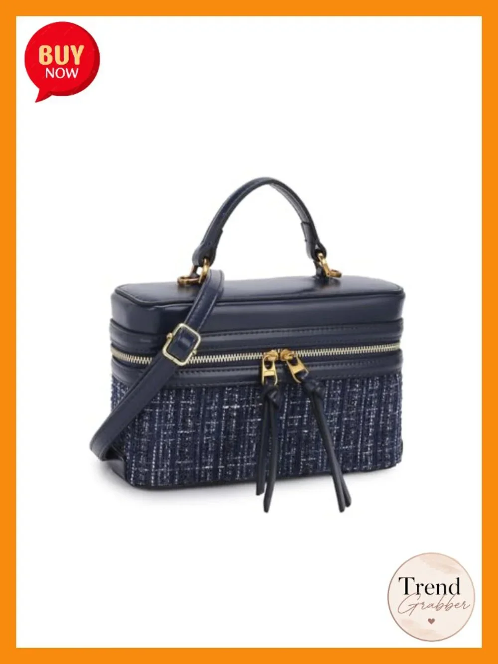 Vegan Leather Satchel Crossbody Bag with Top Handle, Detachable Strap